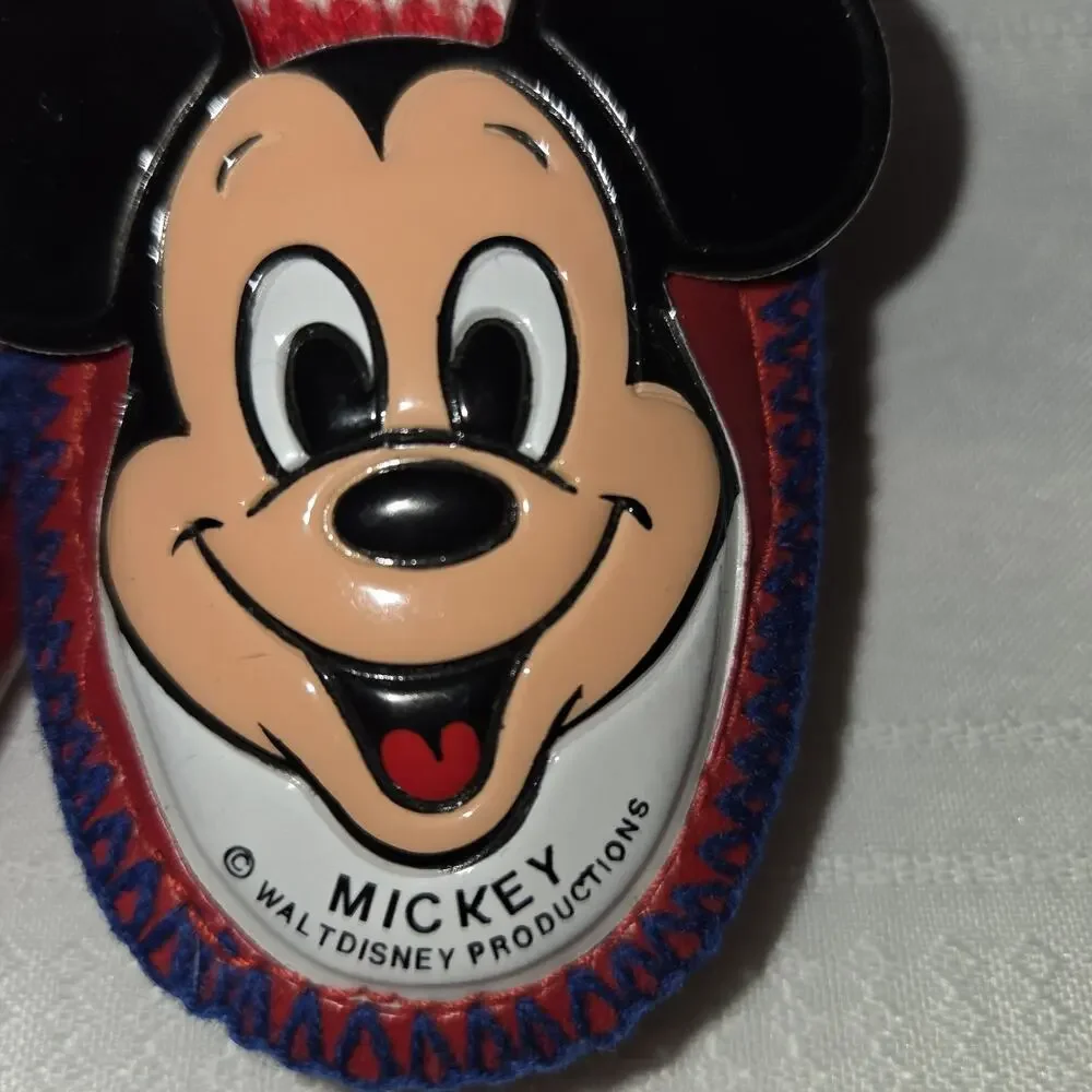 Disney Mickey Mouse Club Knit Slippers Socks Kids 4.5 Walt Disney VTG 60s 70s